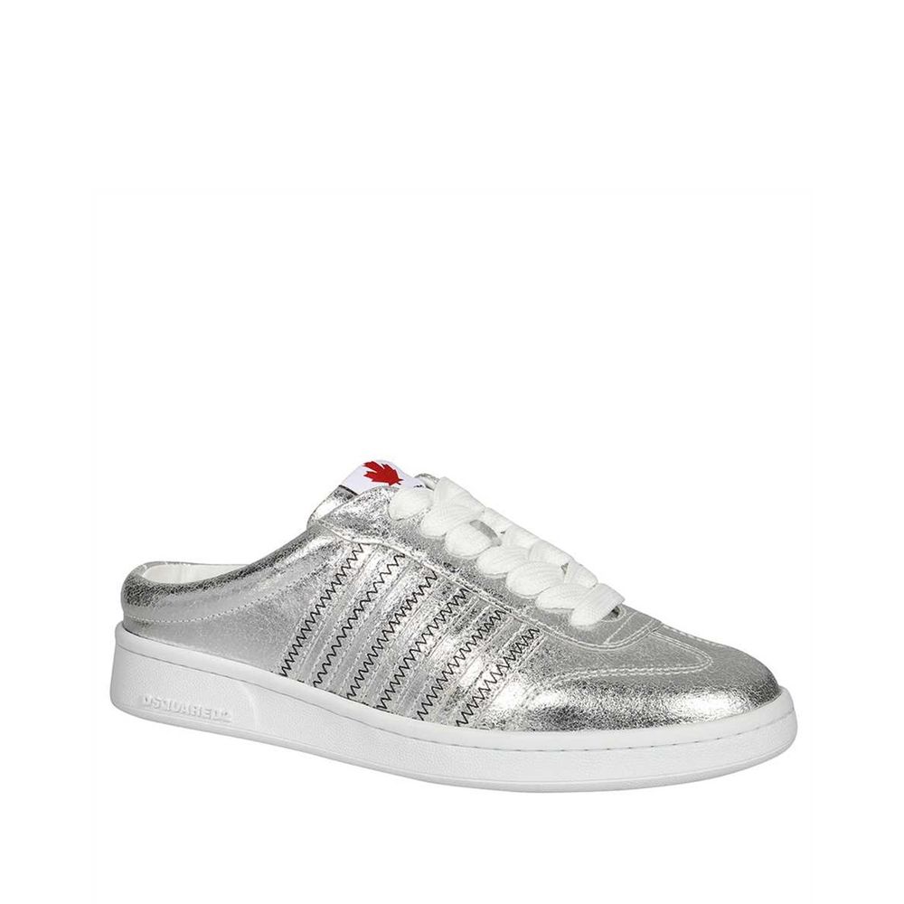 Dsquared² Silver Calfskin Low Top Sneakers | Regal Royce