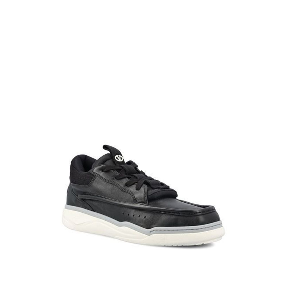 Valentino Garavani Black Lamb Leather Low Top Sneakers | Regal Royce