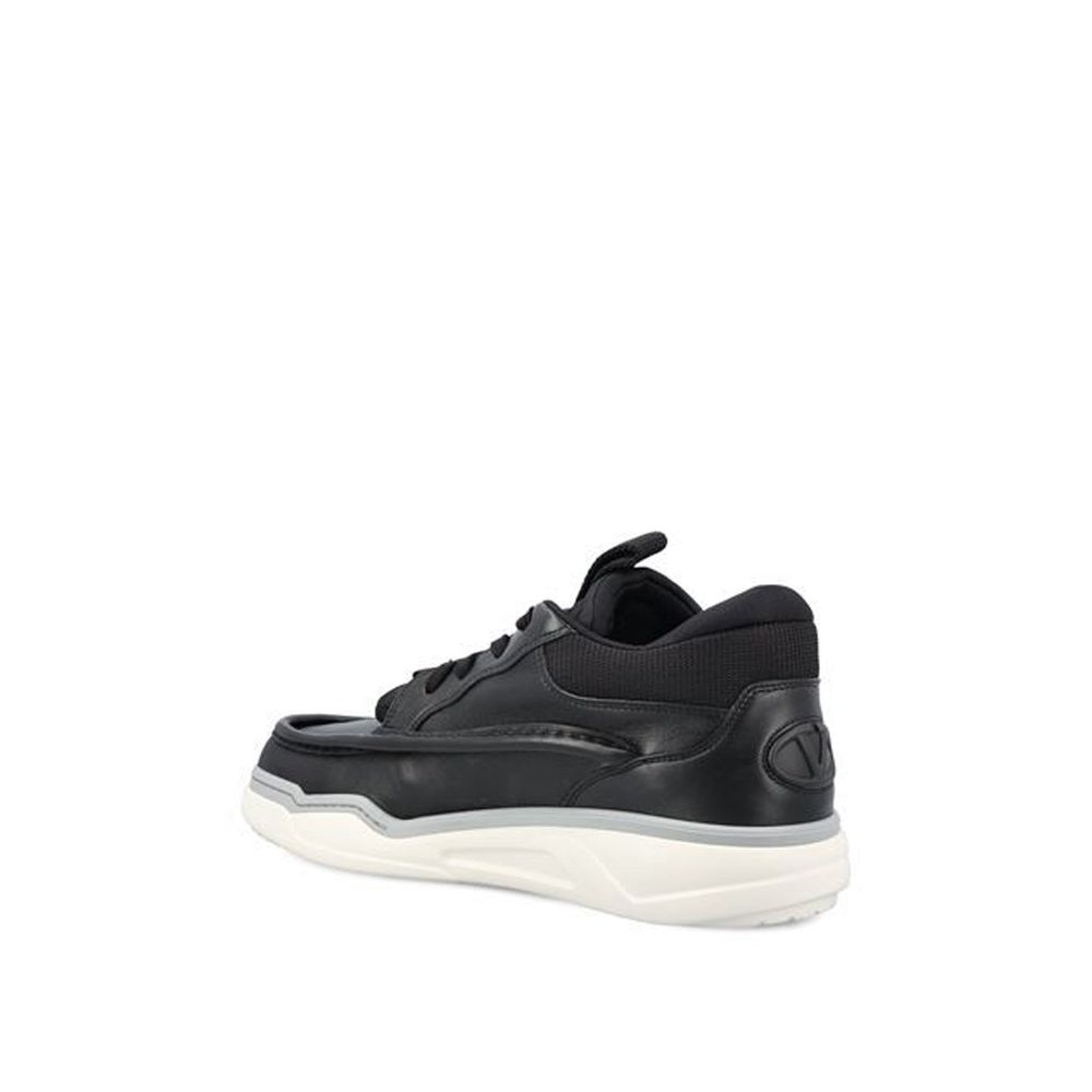 Valentino Garavani Black Lamb Leather Low Top Sneakers | Regal Royce