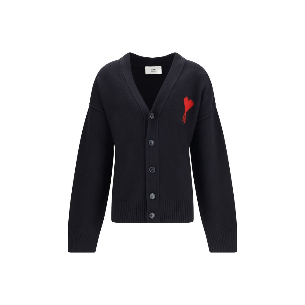Ami Paris Black Fleece Wool Cardigan | Regal Royce