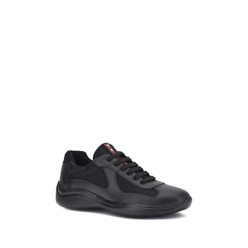 Prada Black Calf Leather Bos Taurus Athletic Sneakers | Regal Royce