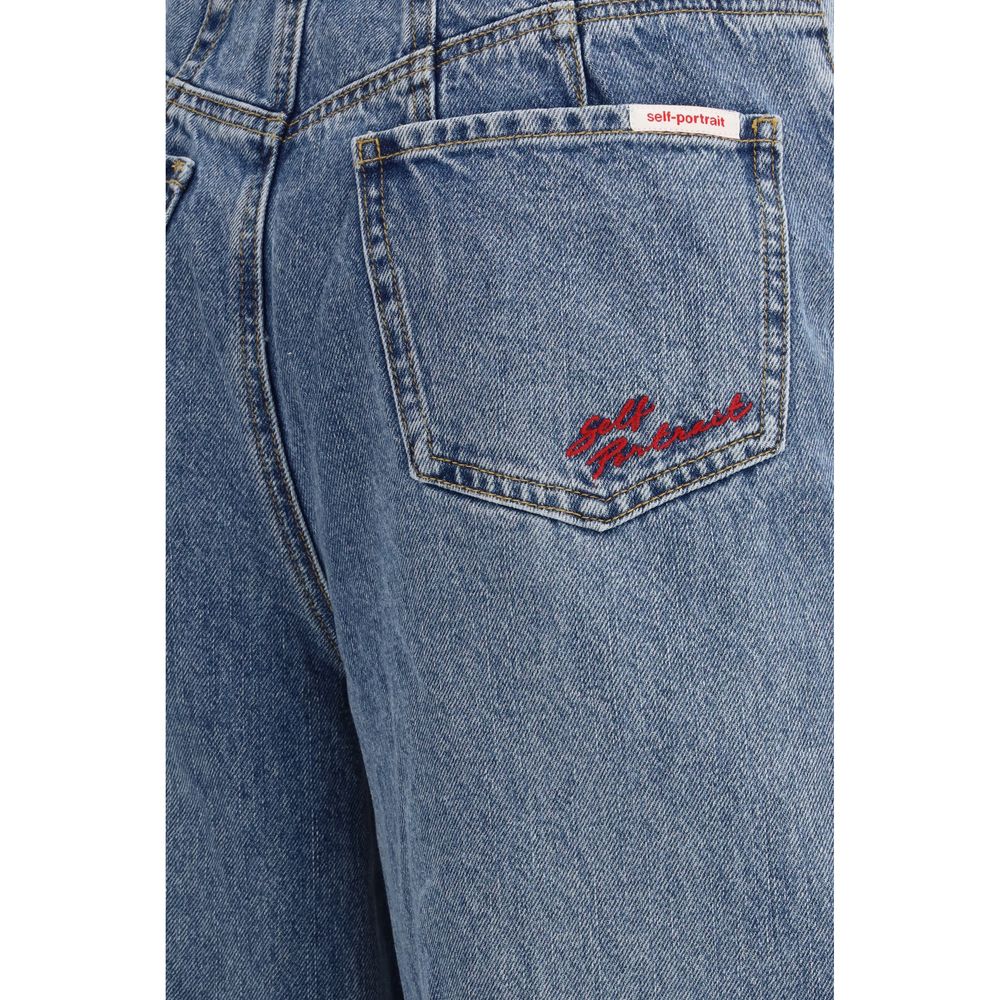 Self-Portrait Blue Cotton Relaxed Fit Jeans | Regal Royce