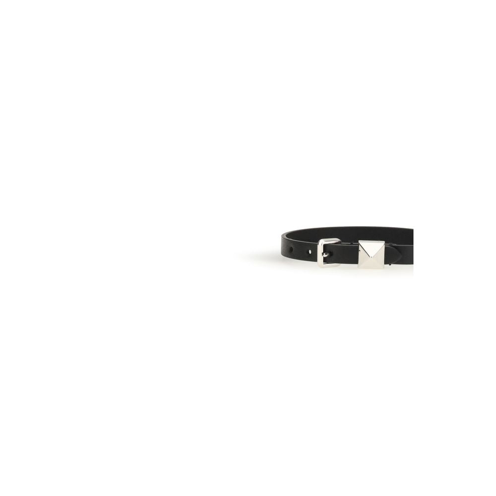 Valentino Garavani Black Calf Leather Bos Taurus Bracelet | Regal Royce