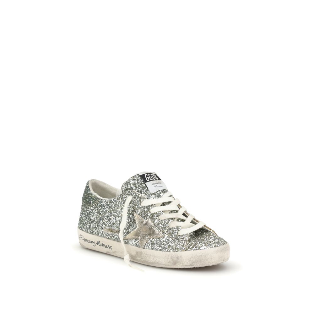 Golden Goose Silver Fabric Low Top Sneakers | Regal Royce