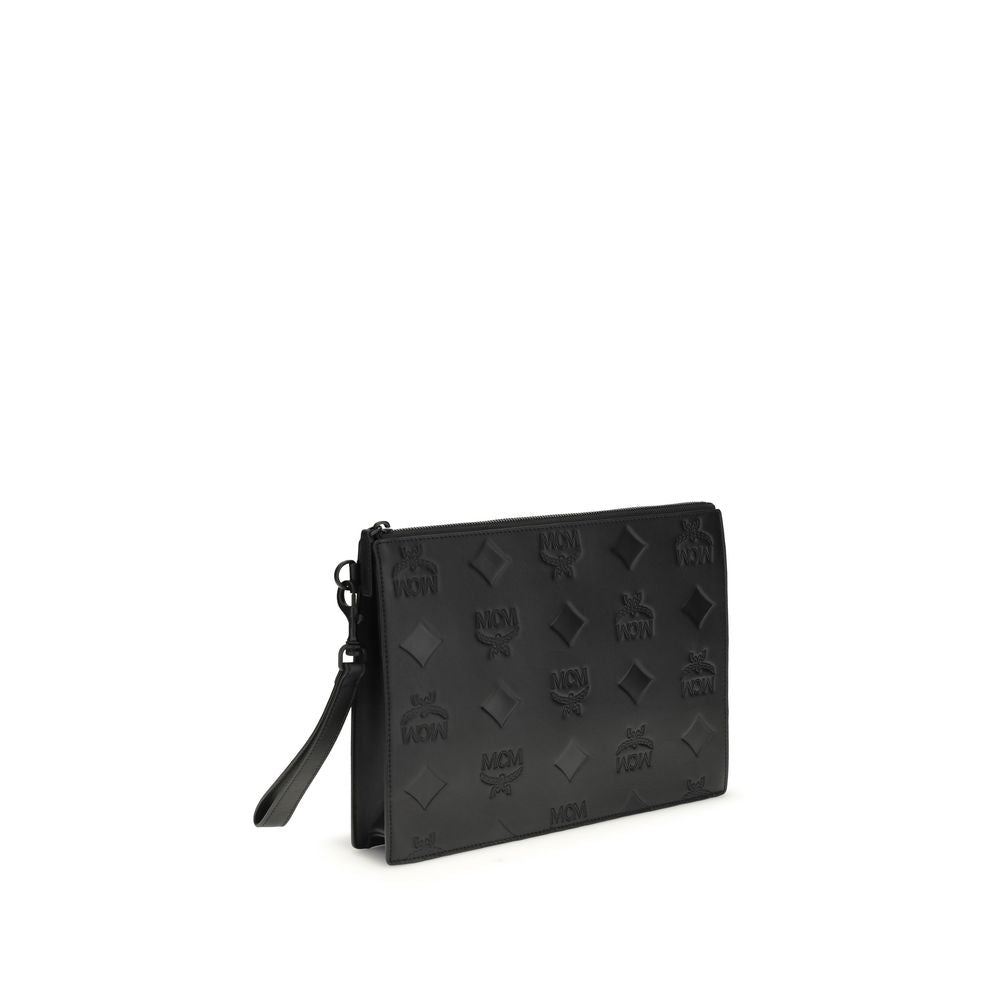 MCM Black Calf Leather Bos Taurus Clutch Bag | Regal Royce