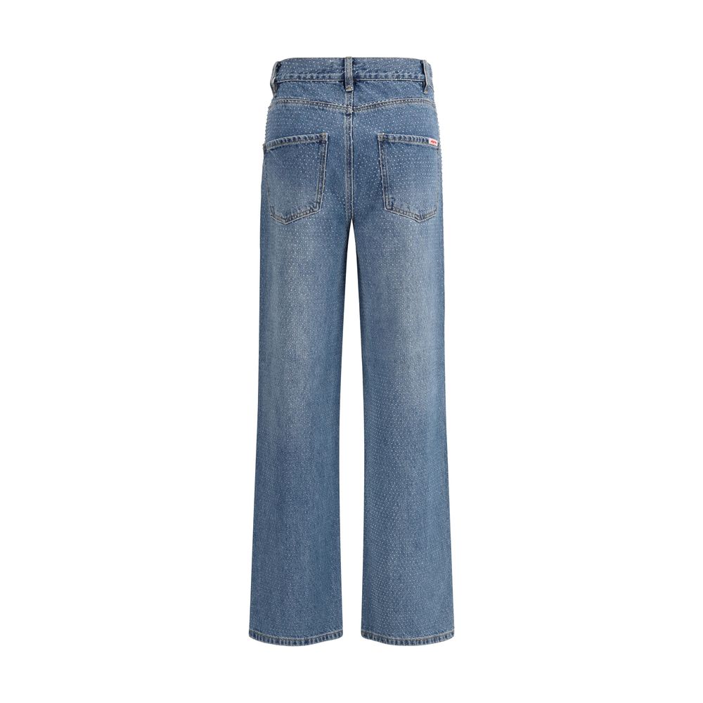 Self-Portrait Blue Cotton Straight-Leg Jeans | Regal Royce