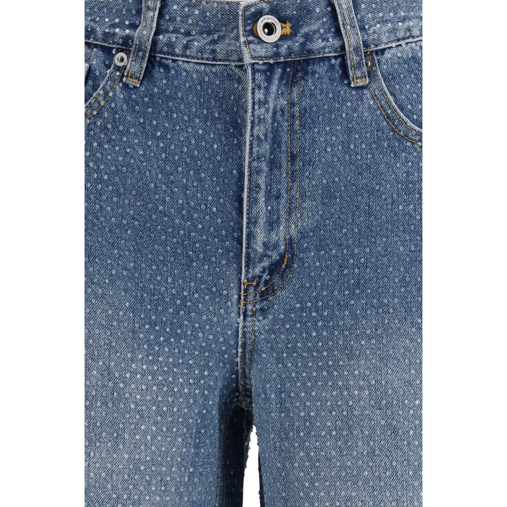 Self-Portrait Blue Cotton Straight-Leg Jeans | Regal Royce