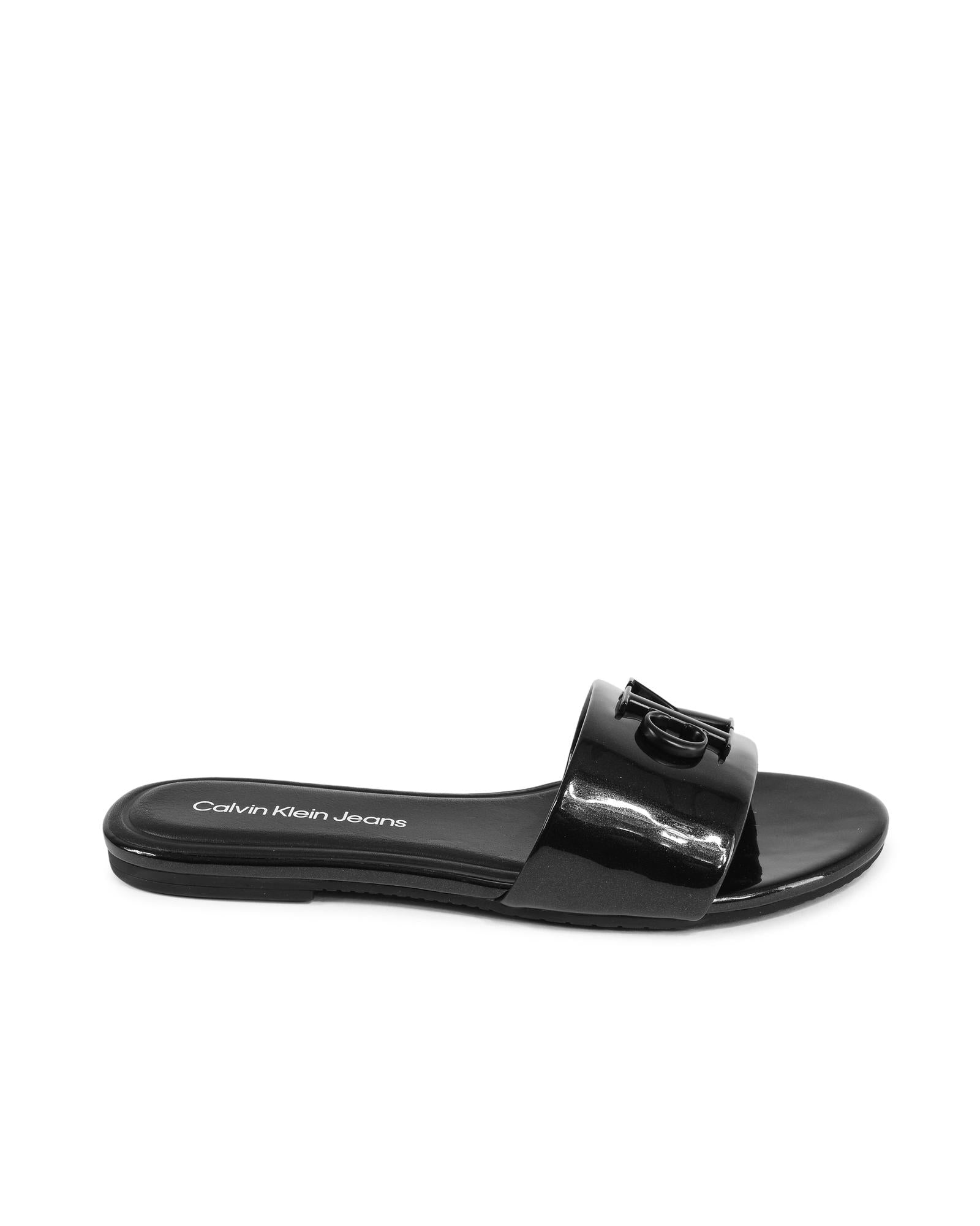 Calvin Klein Black Polyester Flat Sandals | Regal Royce