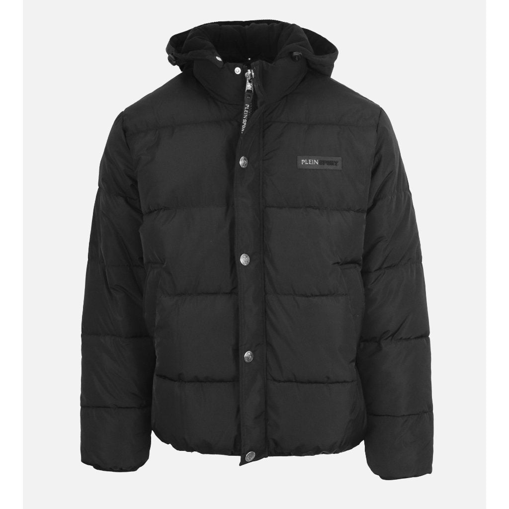 Plein Sport Black Polyester Parka | Regal Royce