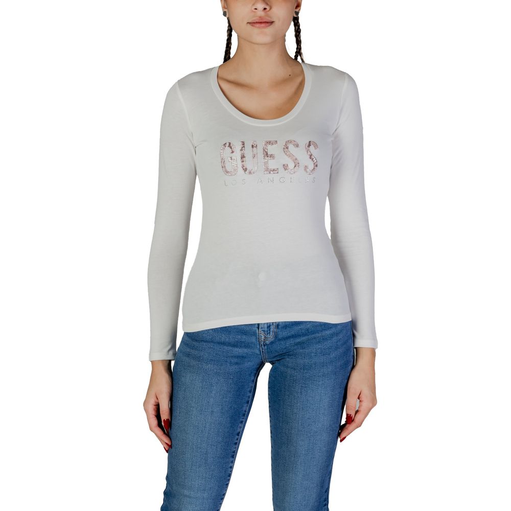 Guess White Cotton Long Sleeve T-Shirt | Regal Royce