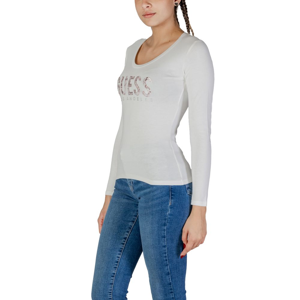 Guess White Cotton Long Sleeve T-Shirt | Regal Royce