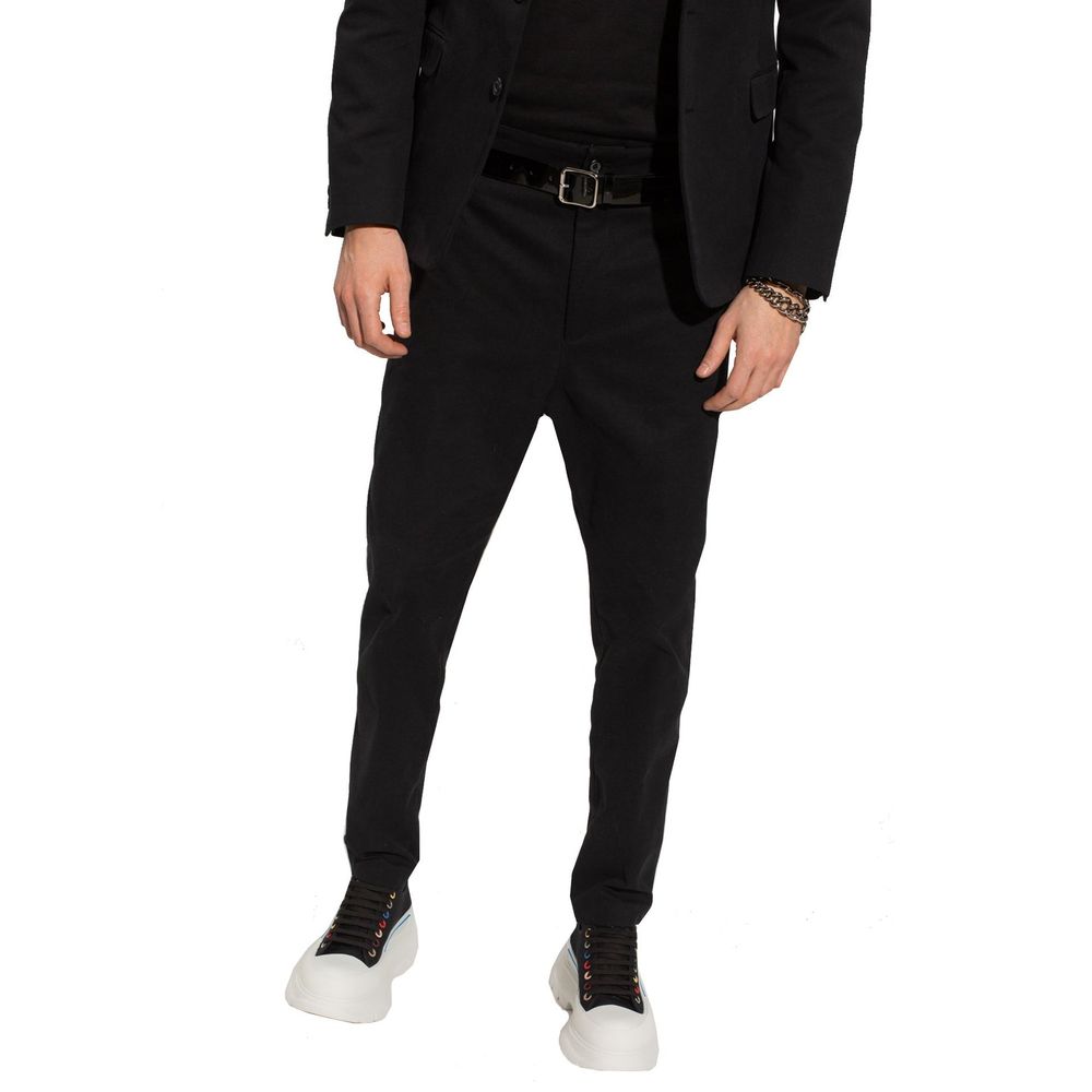 Alexander McQueen Black Cotton Casual Pants | Regal Royce