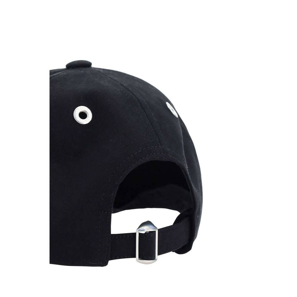 Ami Paris Black Cotton Cap (Baseball Hat) | Regal Royce