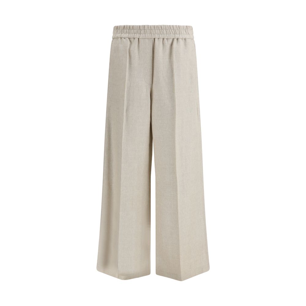 Brunello Cucinelli Beige Linen Casual Pants | Regal Royce