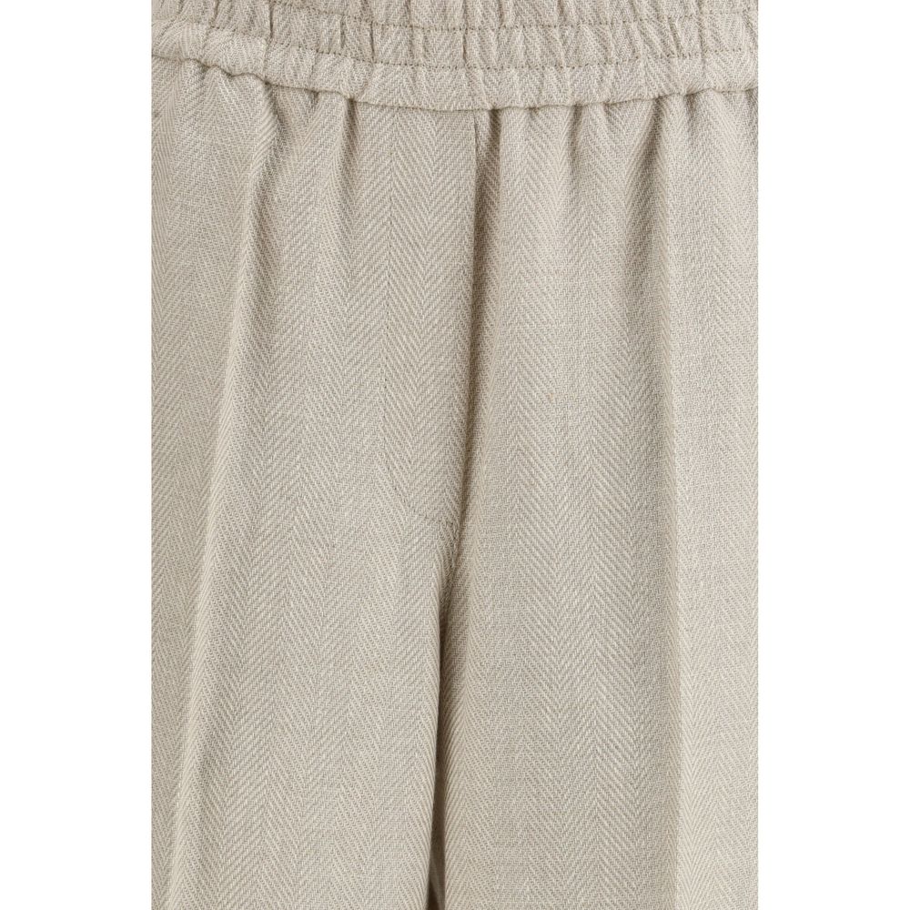 Brunello Cucinelli Beige Linen Casual Pants | Regal Royce