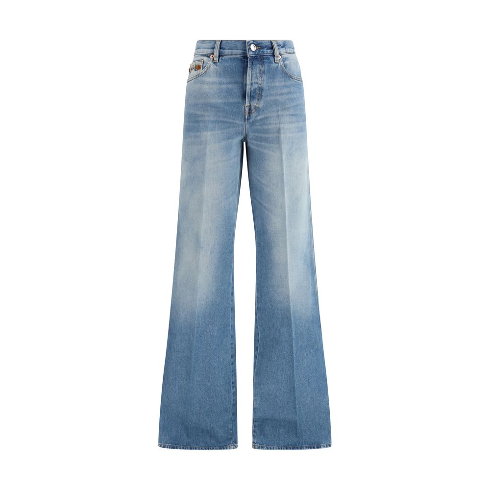 Gucci Light Blue Cotton Flared Jeans | Regal Royce