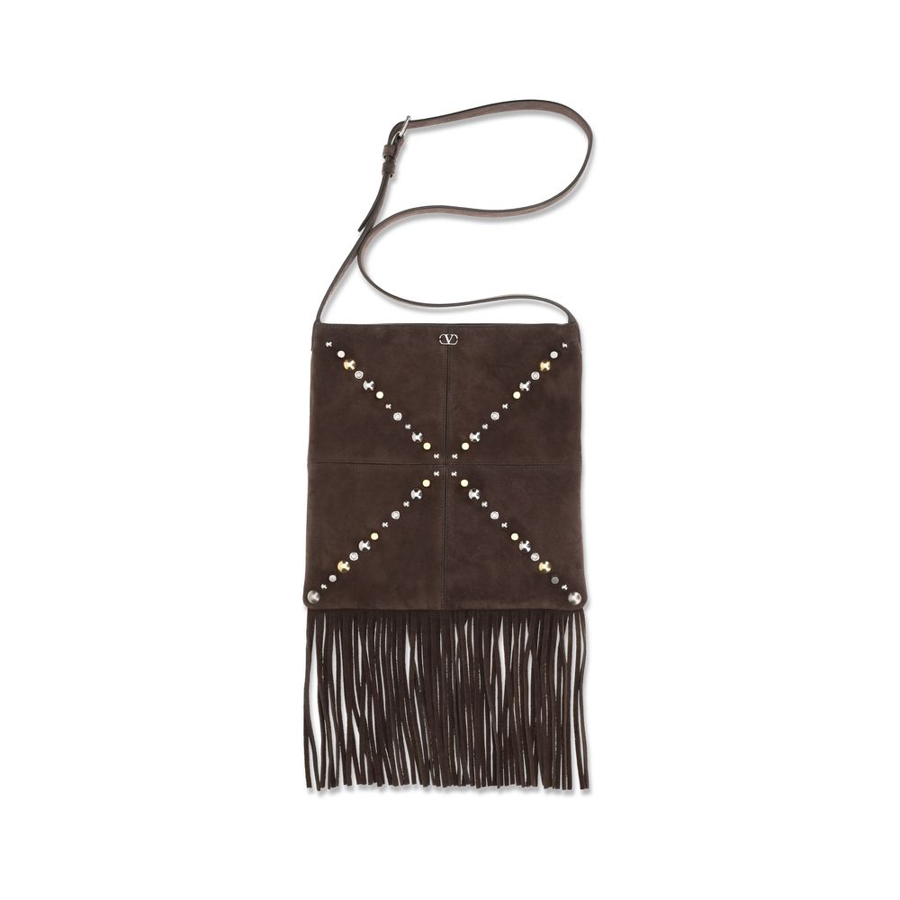 Valentino Garavani Brown Suede Leather Shoulder Bag | Regal Royce
