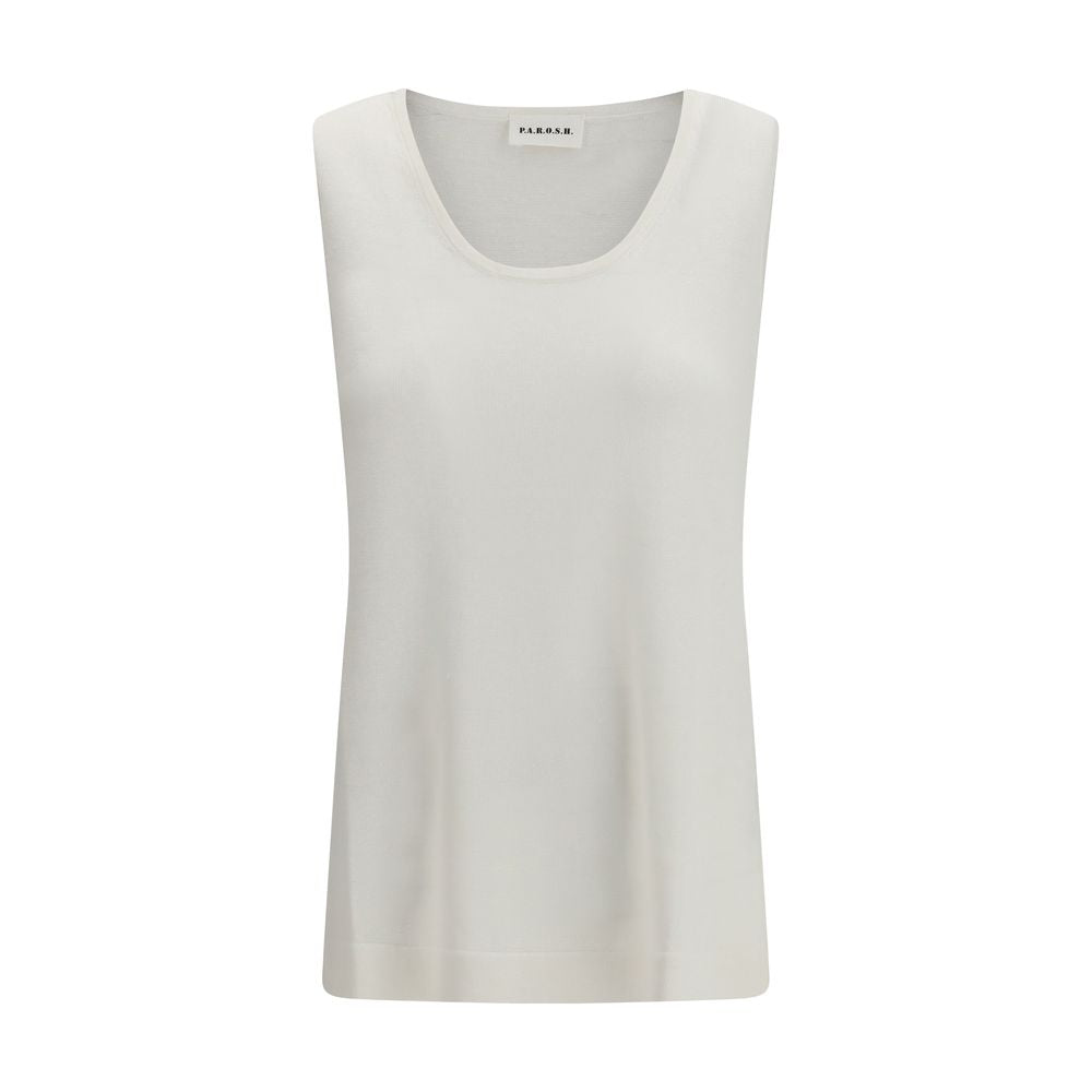 P.A.R.O.S.H. White Linen Tank Tops | Regal Royce