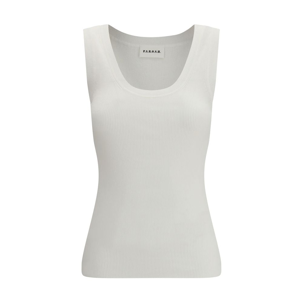 P.A.R.O.S.H. Cream Cotton Tank Tops | Regal Royce
