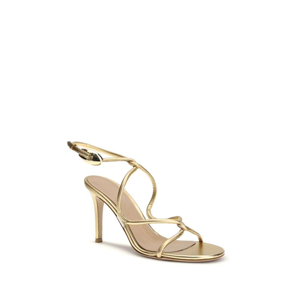 Gianvito Rossi Gold Calf Leather Bos Taurus Stiletto Heel Sandals | Regal Royce