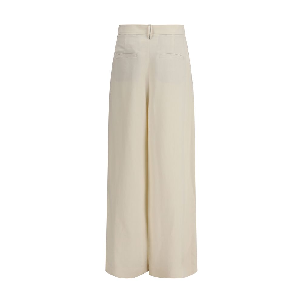 Brunello Cucinelli Beige Viscose Casual Pants | Regal Royce