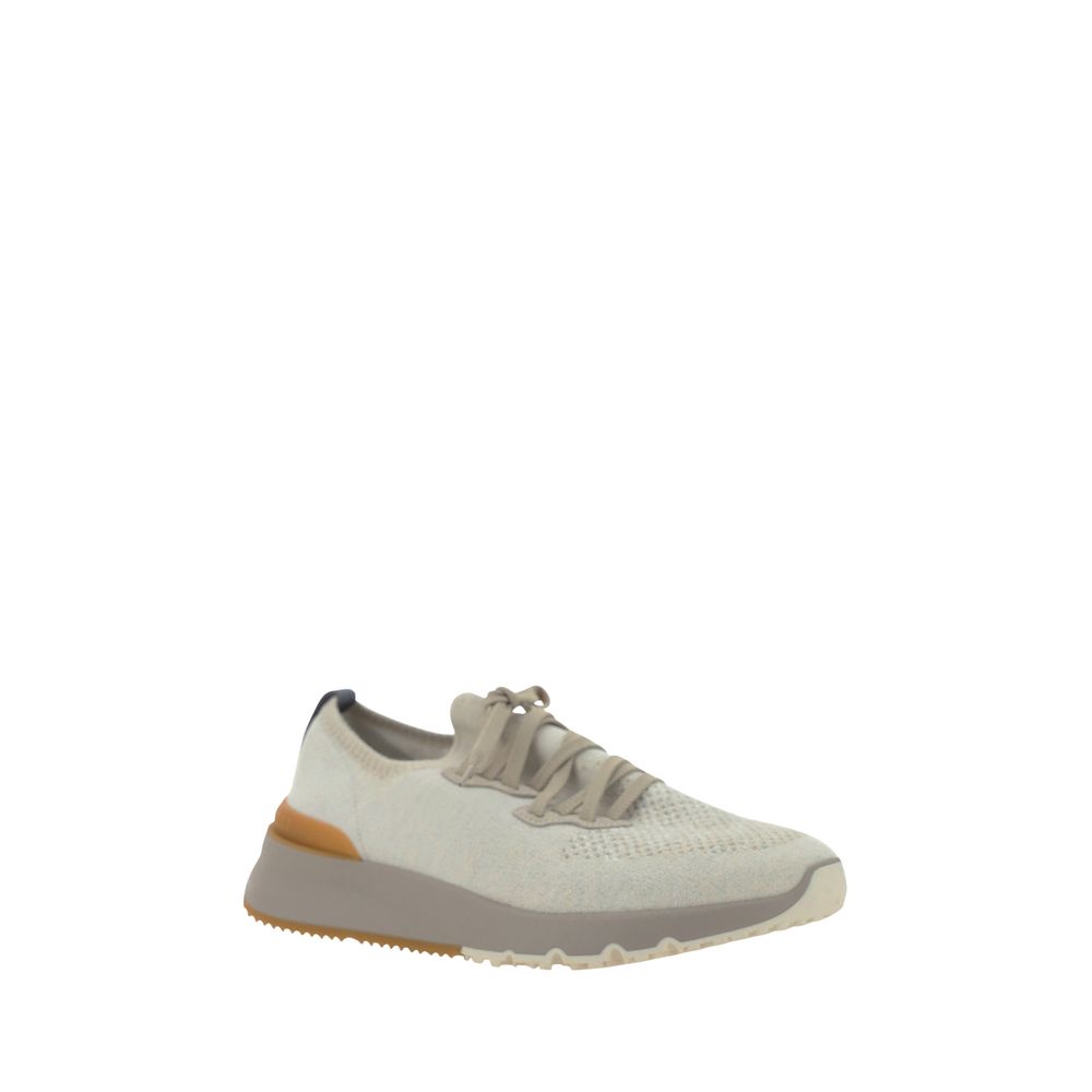 Brunello Cucinelli White Cotton Athletic Sneakers | Regal Royce