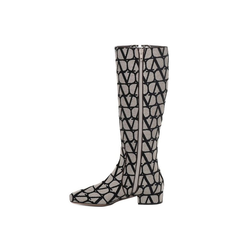 Valentino Garavani Beige Fabric Lace-Up Boots | Regal Royce