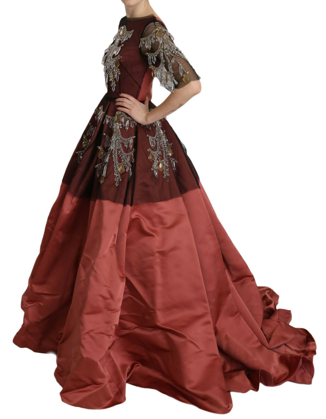 Dolce & Gabbana Crystal Chandelier Silk Princess Gown Dress | Regal Royce