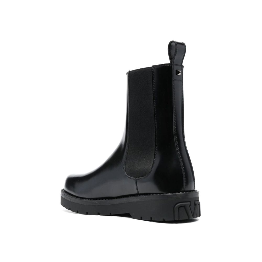 Valentino Garavani Black Leather Chelsea Boots | Regal Royce