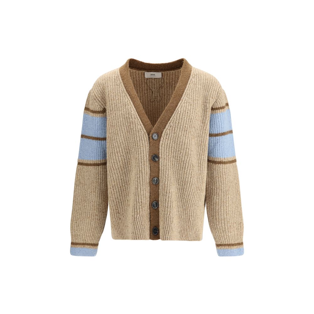 Ami Paris Beige Wool Cardigan | Regal Royce