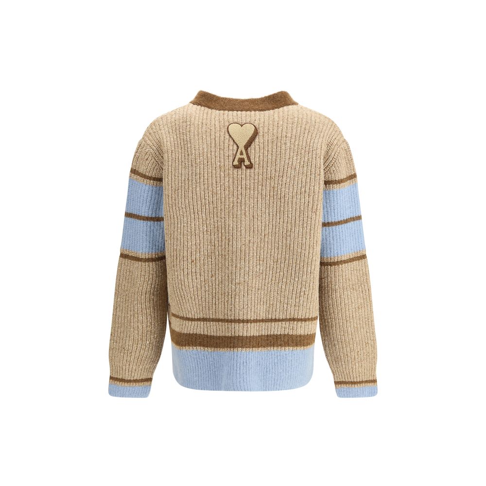 Ami Paris Beige Wool Cardigan | Regal Royce