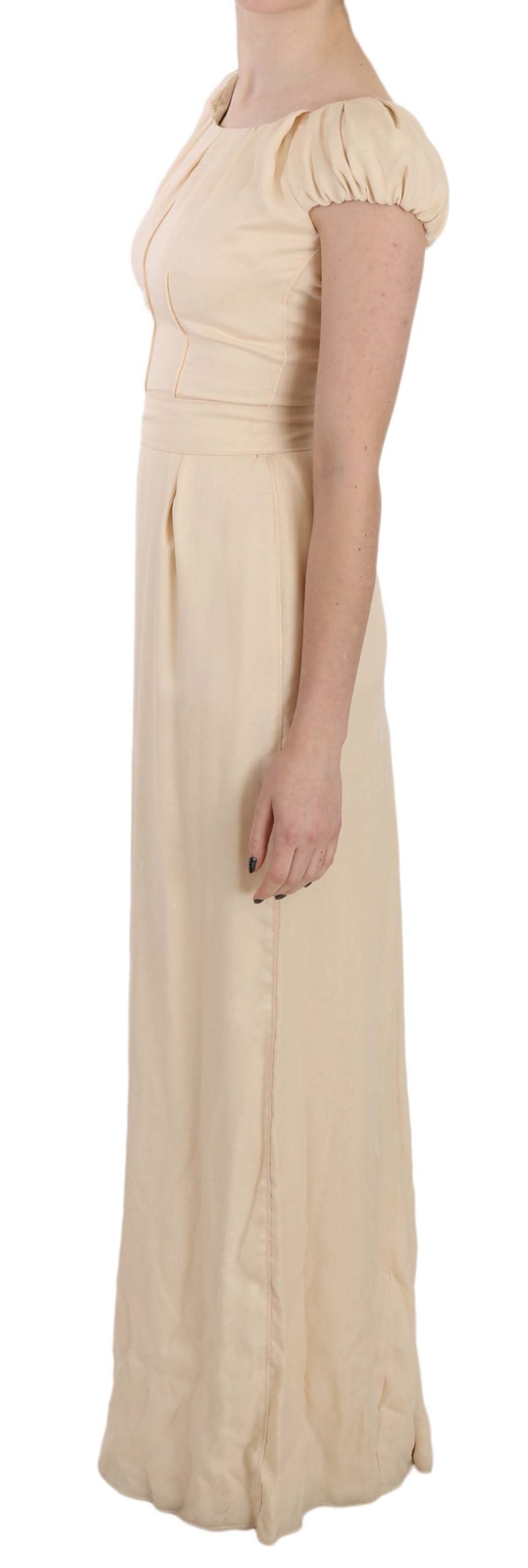 Dolce & Gabbana Beige Silk Column Cap Sleeve Gown Dress | Regal Royce