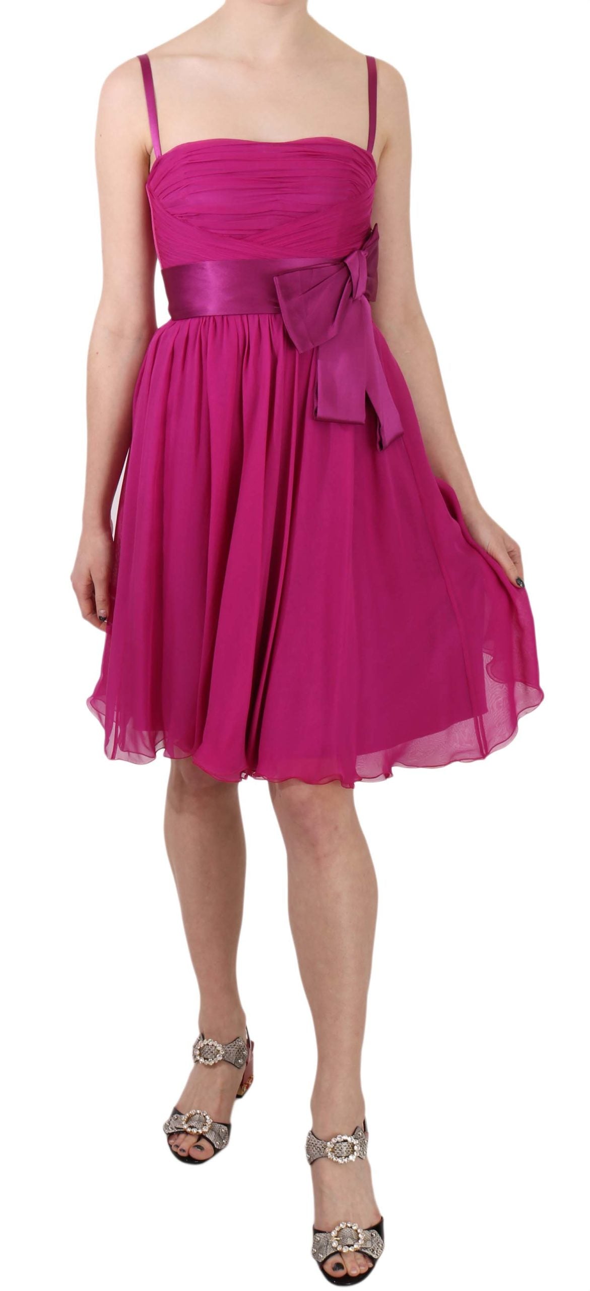 Dolce & Gabbana Fuchsia Pink Bow Silk Sleeveless Dress | Regal Royce