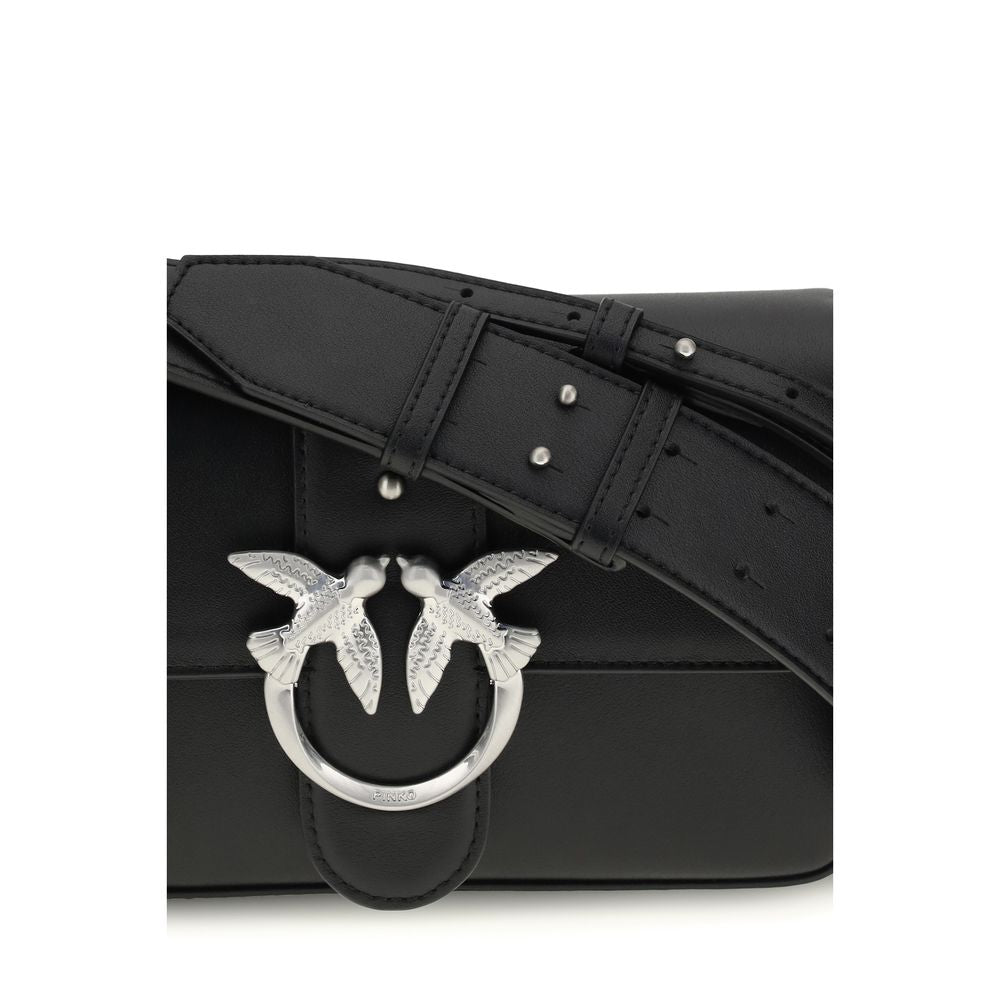 PINKO Black Calf Leather Bos Taurus Shoulder Bag | Regal Royce
