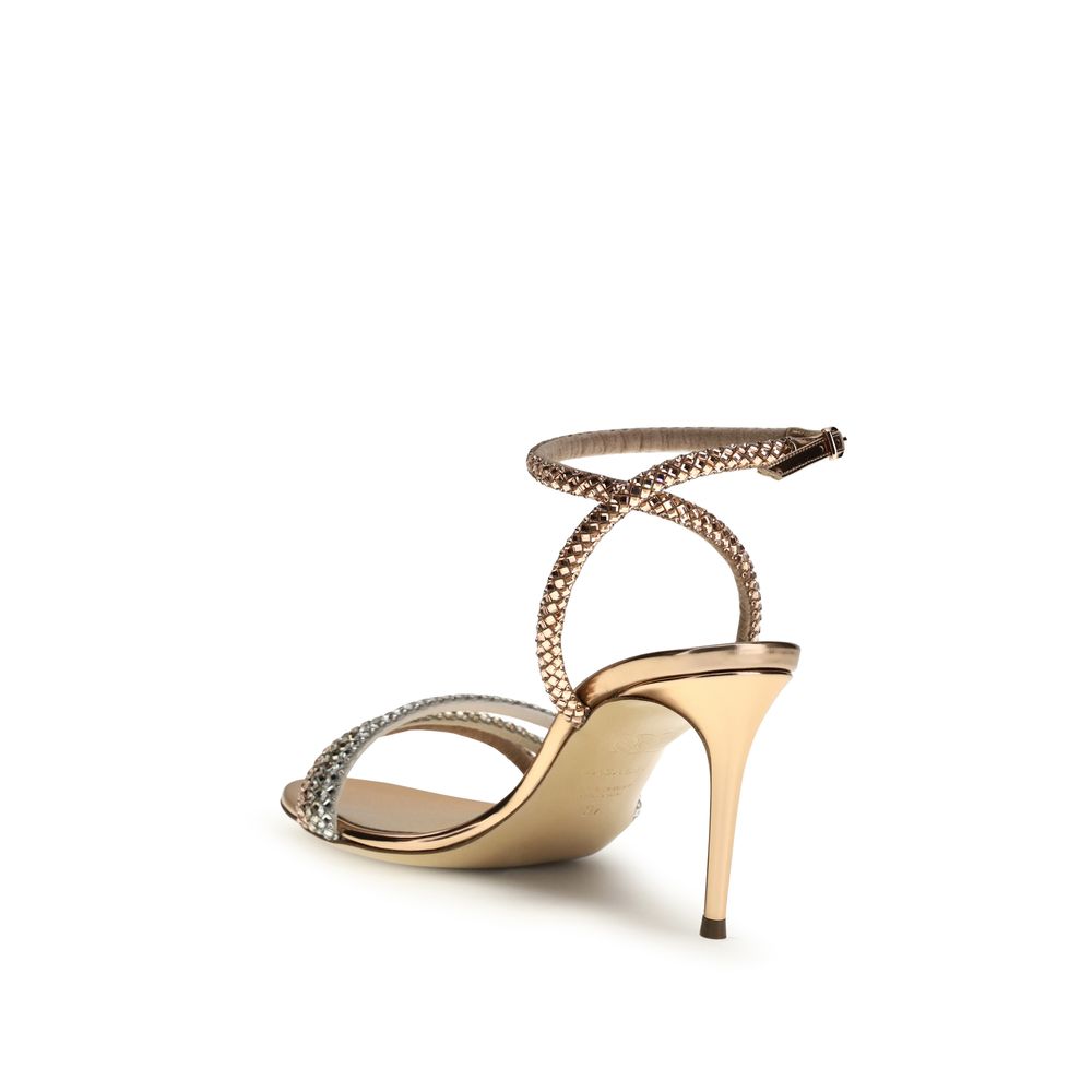 Casadei Gold Calf Leather Bos Taurus Stiletto Heel Sandals | Regal Royce