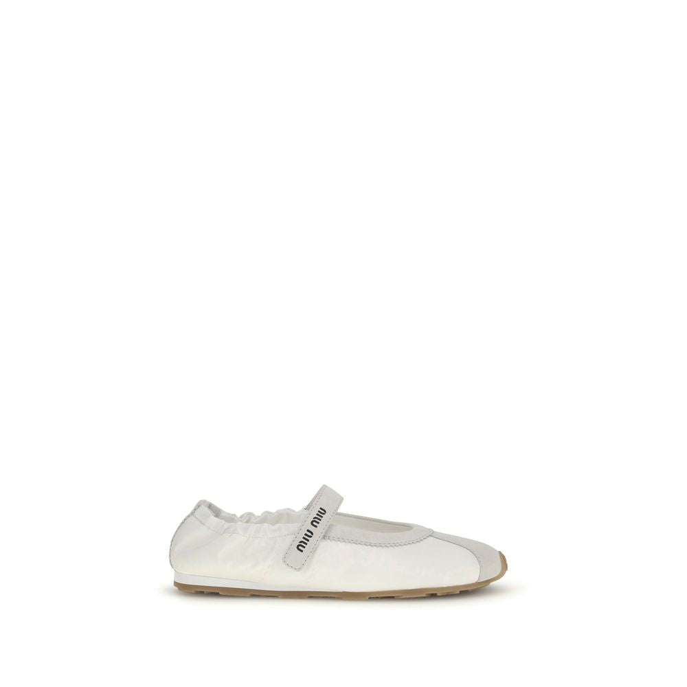 Miu Miu White Fabric Ballet Flats | Regal Royce