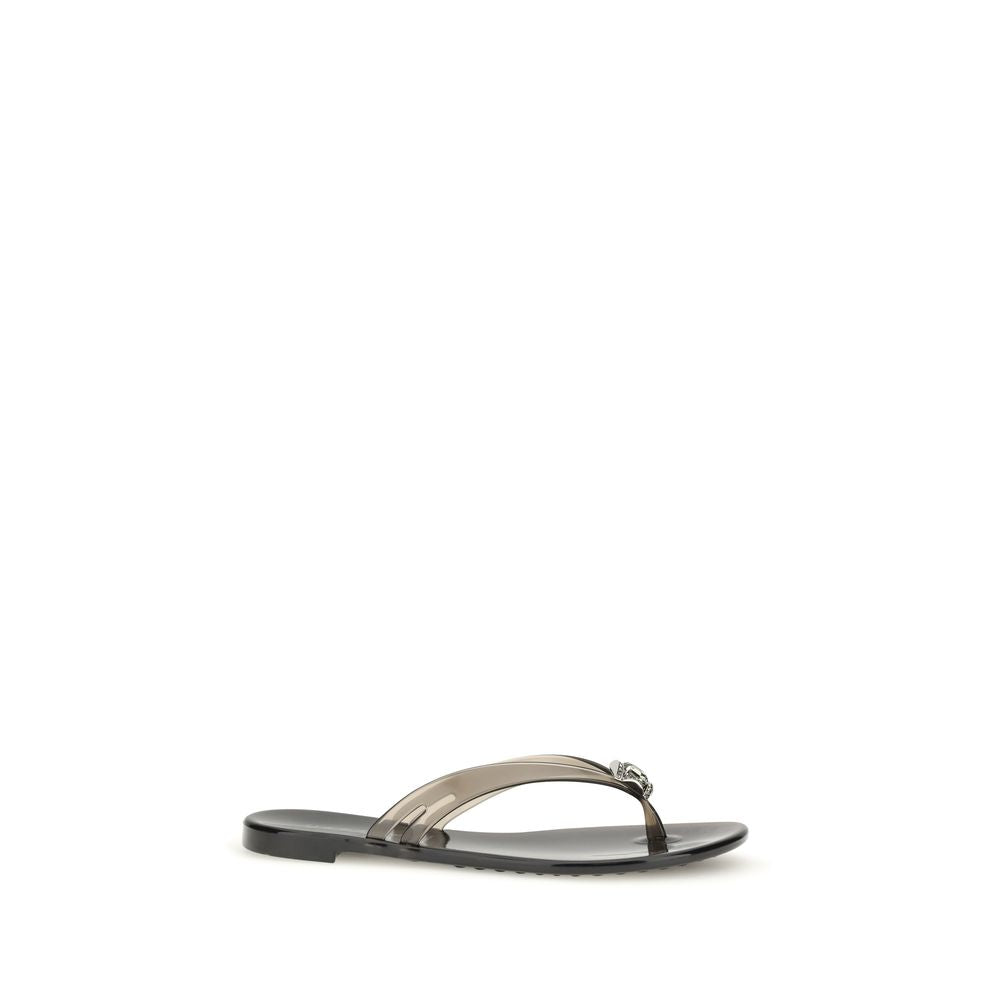 Casadei Black Polyurethane Flat Sandals | Regal Royce