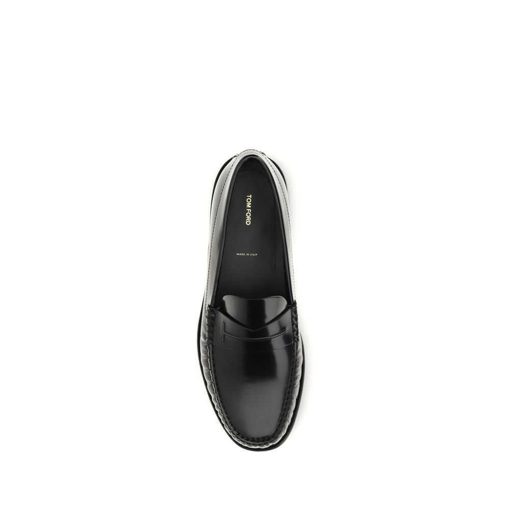 Tom Ford Black Calf Leather Bos Taurus Slip-On Loafers | Regal Royce