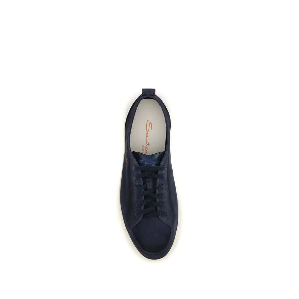 Santoni Blue Calf Leather Bos Taurus Low Top Sneakers | Regal Royce