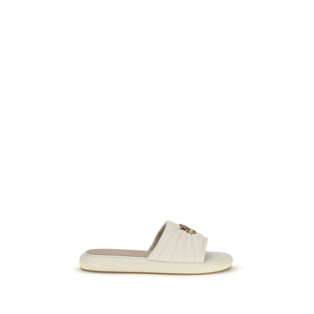 PINKO Cream Calf Leather Bos Taurus Flat Sandals | Regal Royce