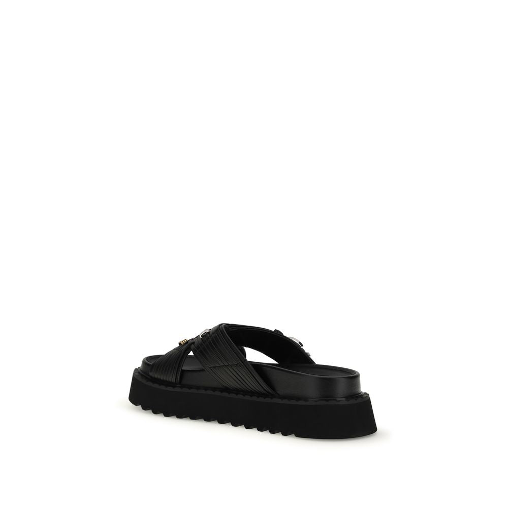 PINKO Black Goatskin Platform Sandals | Regal Royce