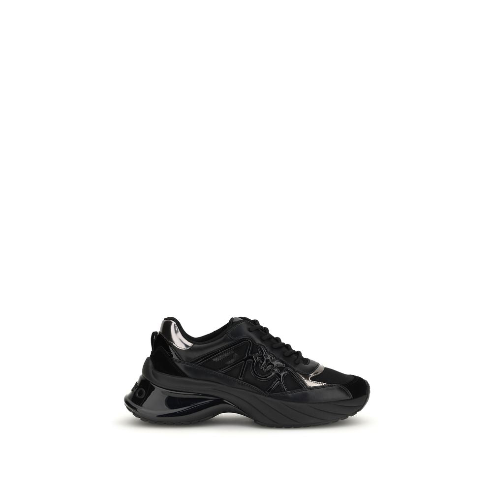 PINKO Black Calf Leather Bos Taurus Chunky Sneakers | Regal Royce