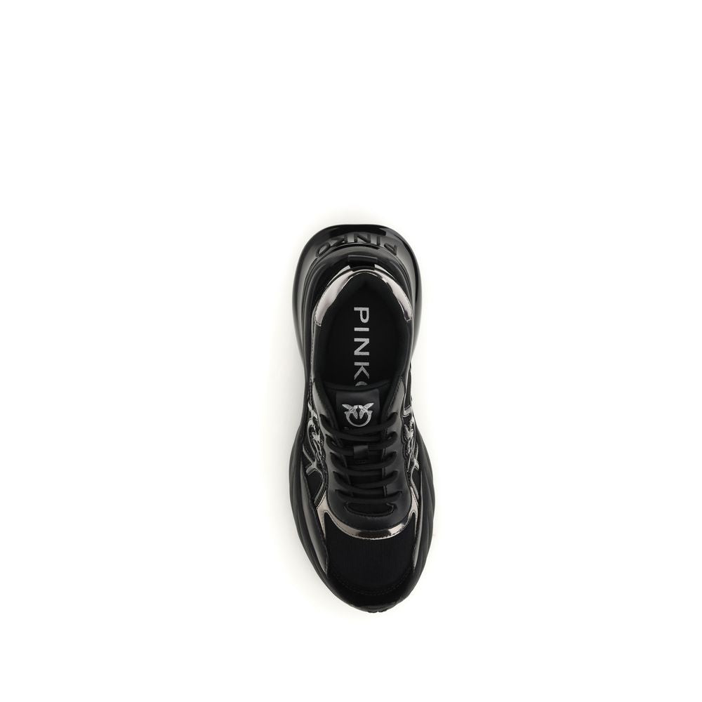 PINKO Black Calf Leather Bos Taurus Chunky Sneakers | Regal Royce