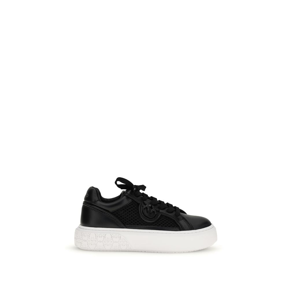 PINKO Black Calf Leather Bos Taurus Platform Sneakers | Regal Royce