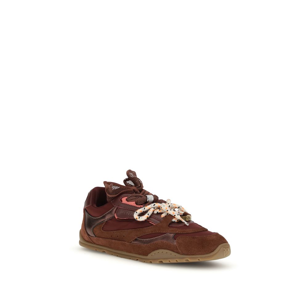 PINKO Bordeaux Calf Leather Bos Taurus Chunky Sneakers | Regal Royce