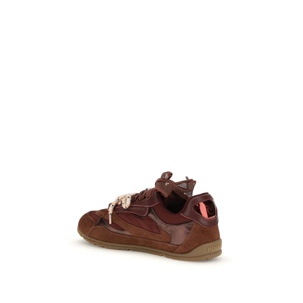PINKO Bordeaux Calf Leather Bos Taurus Chunky Sneakers | Regal Royce