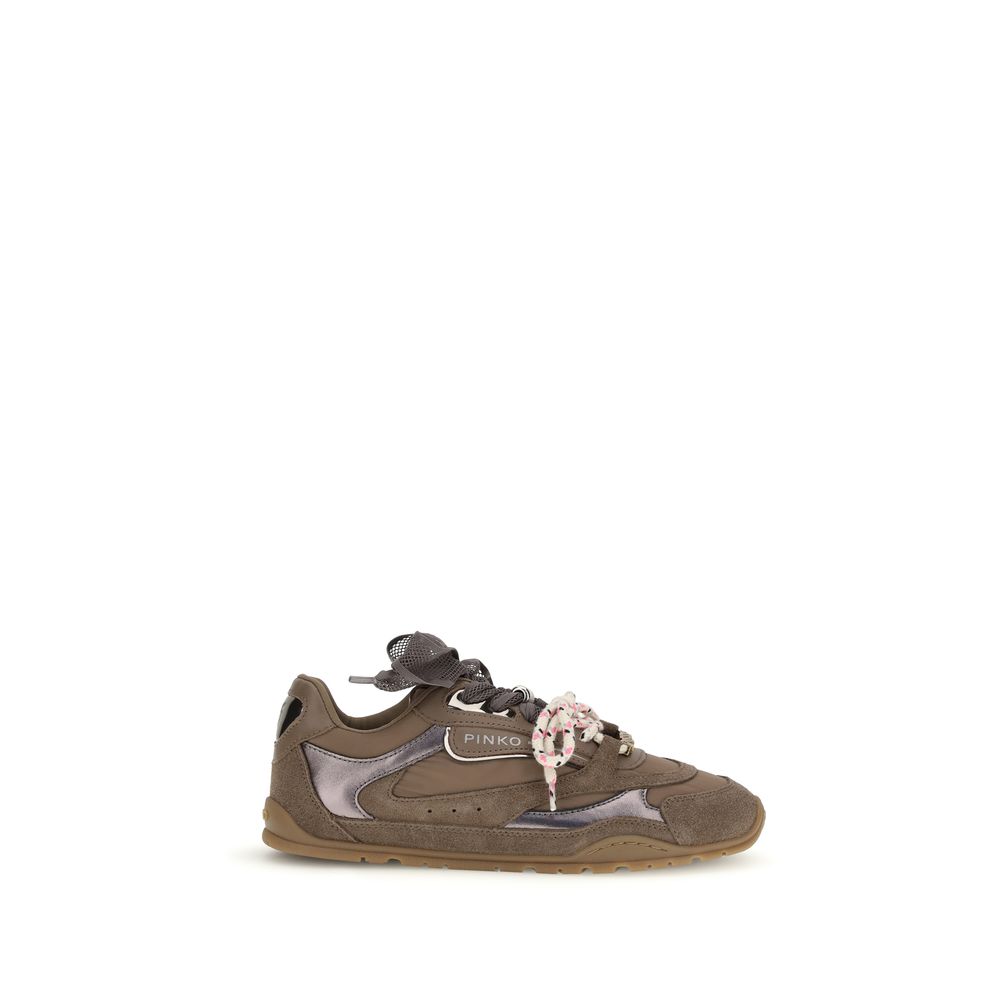 PINKO Brown Calf Leather Bos Taurus Chunky Sneakers | Regal Royce