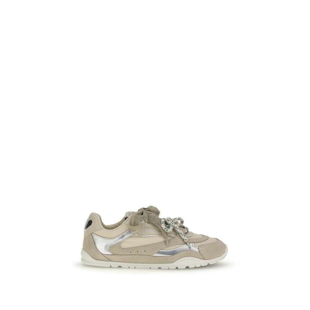 PINKO Beige Calf Leather Bos Taurus Athletic Sneakers | Regal Royce