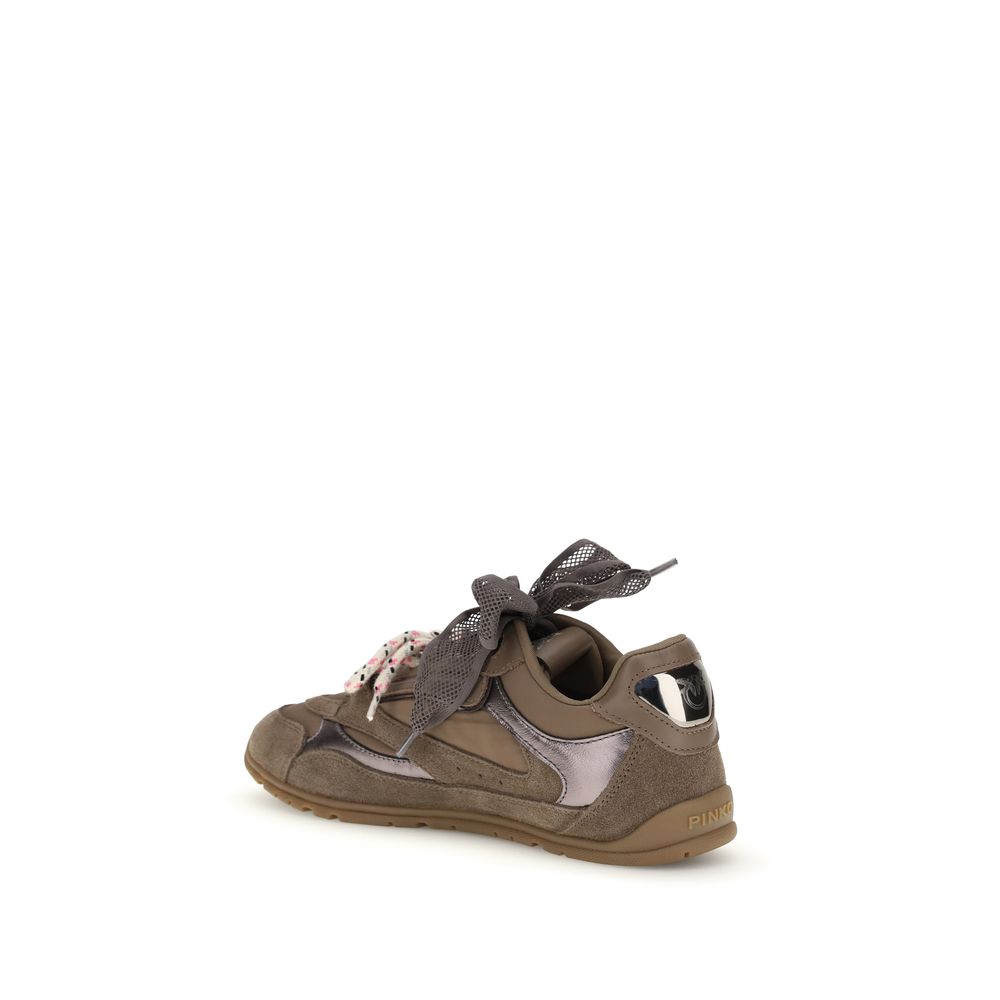 PINKO Brown Calf Leather Bos Taurus Chunky Sneakers | Regal Royce