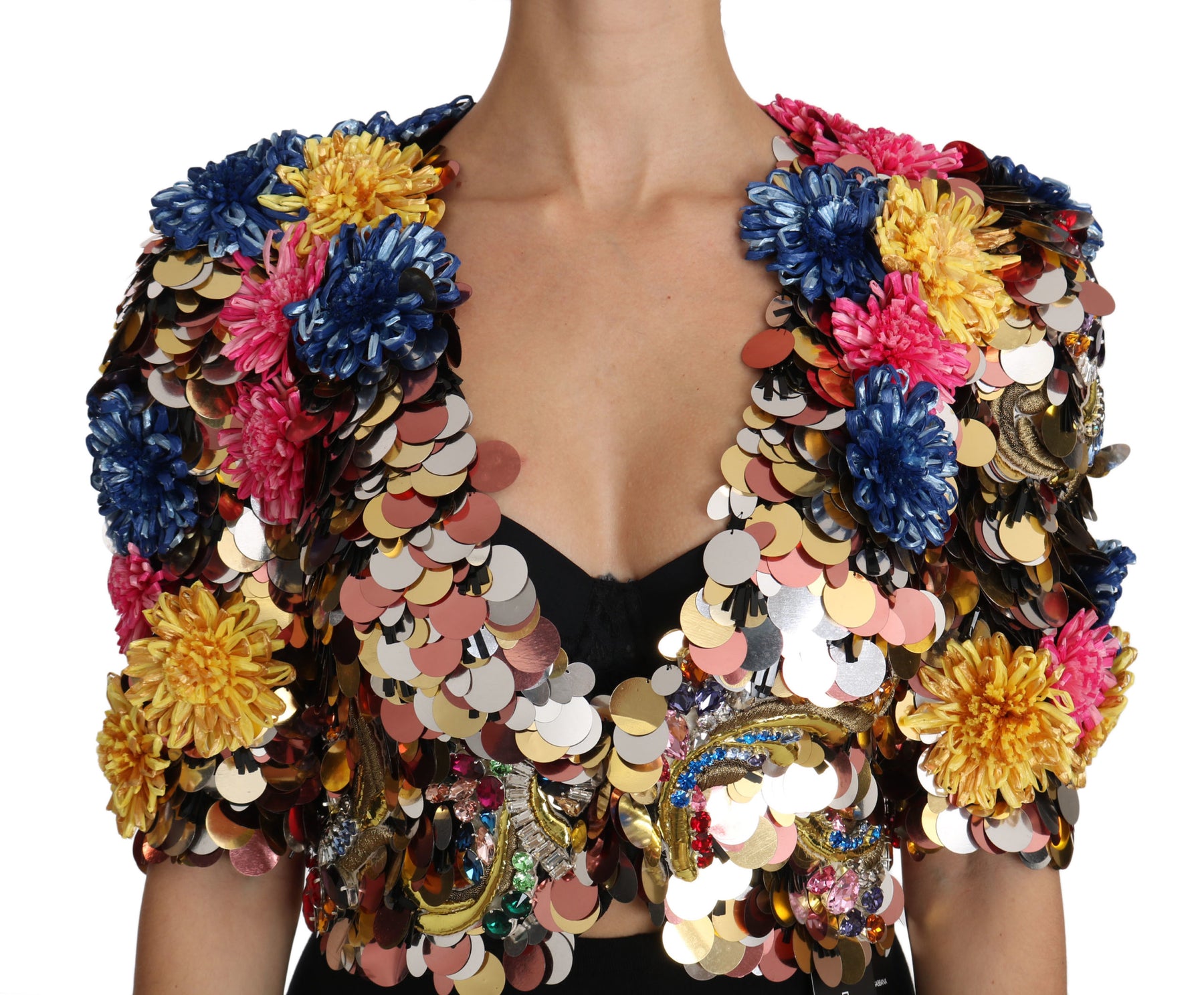 Dolce & Gabbana Crystal Sequined Floral Jacket Coat | Regal Royce